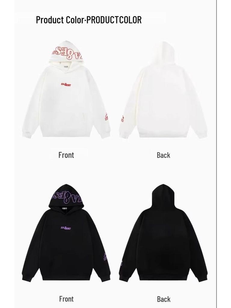 American Little Flame Embroidered Unisex Hooded Sweatshirt – Versatile Loose Fit for Autumn/Winter.