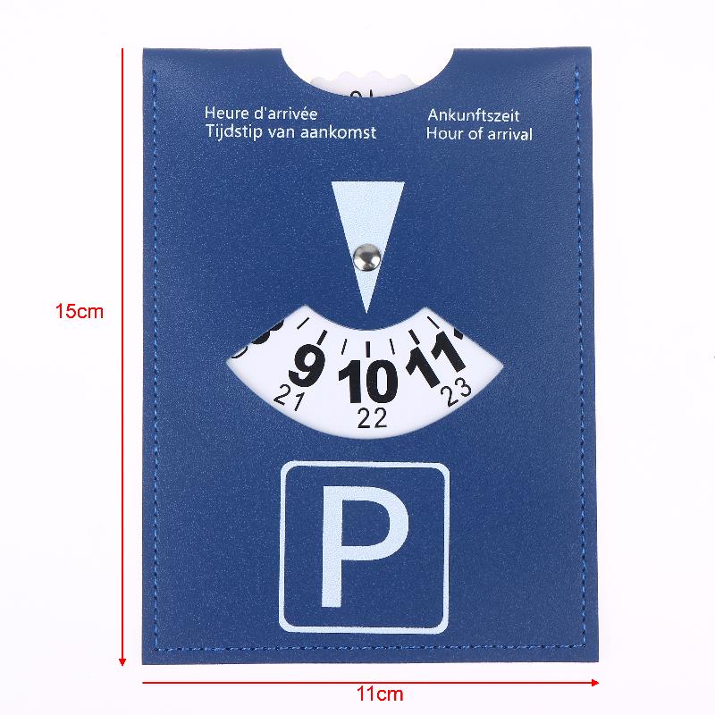 Blue PU Leather Parking Disc 4 Language Version Durable & Water-Resistant Arrival Timer For Car - Universal European Design
