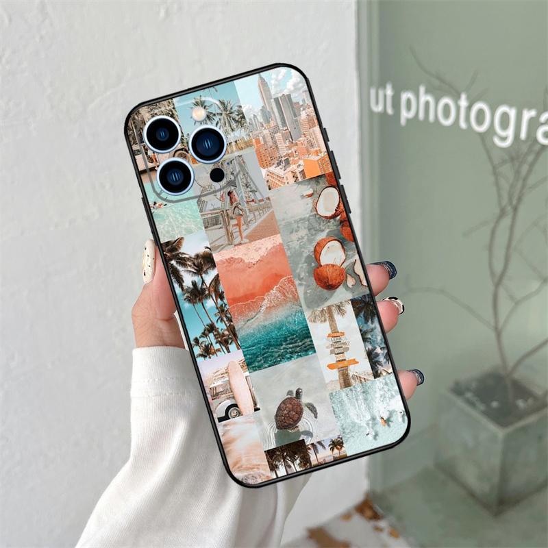 Силиконовый мягкий чехол 'Пляжное настроение' для iPhone 17 Air 11 14 15 16 Pro Max 13 12 Mini 16 Plus 16e Задняя крышка