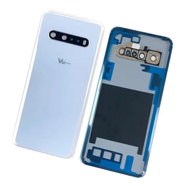 Стеклянная задняя крышка для LG V60 ThinQ 5G, задняя крышка корпуса, крышка батарейного отсека, задняя крышка с заменой объектива камеры