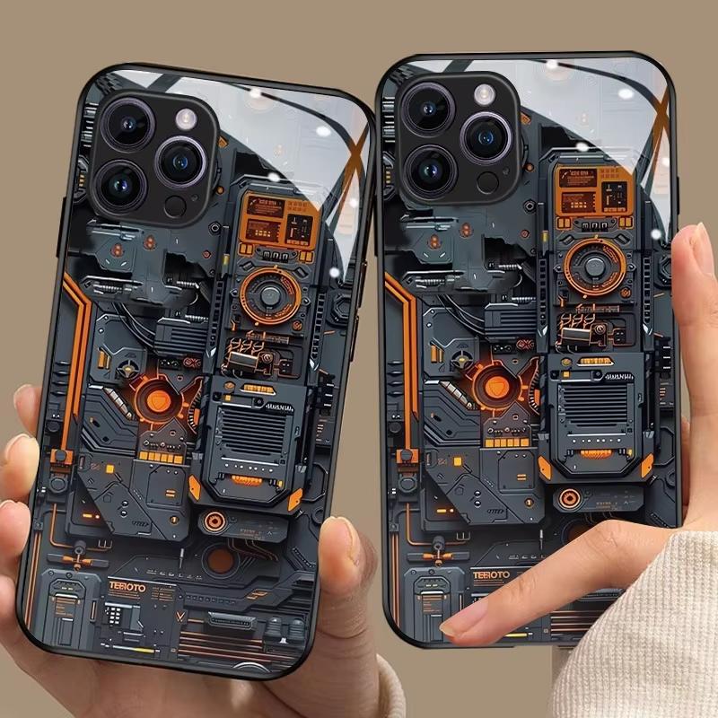 Креативный чехол для телефона из стекла с рисунком печатной платы для iPhone 17 16 15 14 Pro Max 13 12 11 16E 17Air 7 Plus XR XS X