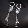 Korean 925 Sterling Silver Horse Cow Asymmetric Ear Buckle Drop Earrings Women Fashion Flower Long Tassel Hanging Earrings EH054