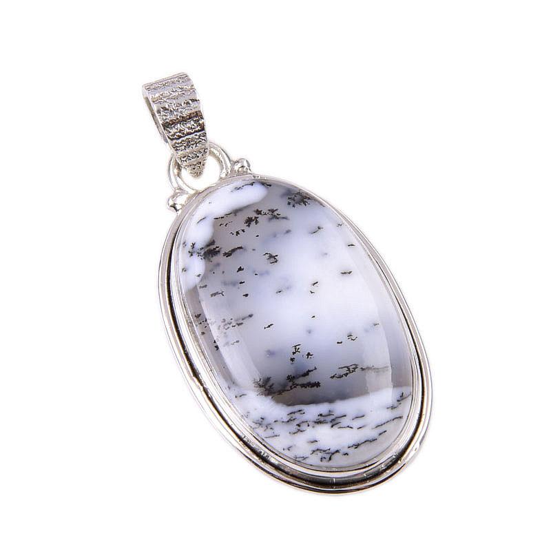 Натуральный дендритовый опал, драгоценный камень, стерлинговое серебро 925 пробы, подарочная подвеска, 1,75 дюйма, d9D64