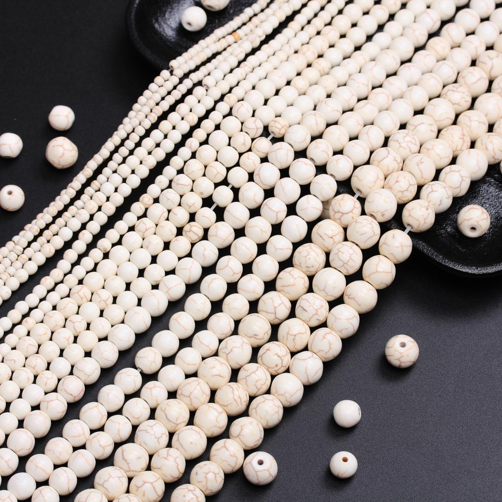 Бусины из натурального камня белой бирюзы ручной работы для изготовления ювелирных изделий (3-10mm)