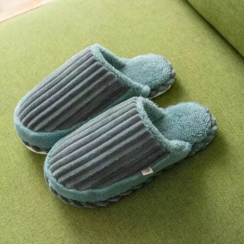 New Cotton Slippers Women's Home Thick-soled Warm Indoor Floor Confinement Shoes Non-slip Couple Autumn and Winter Shoes Men