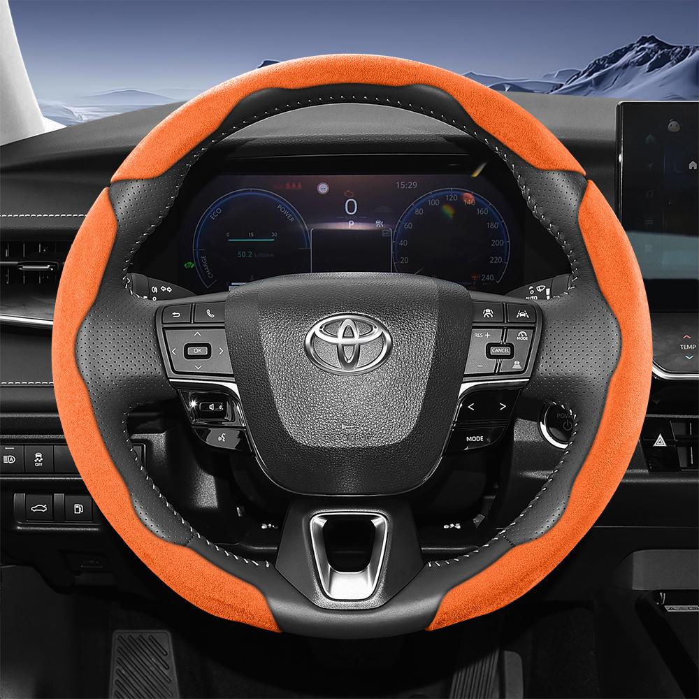 EKER4 Suitable for Toyota Sports Suede Steering Wheel Cover with Split Snap-On Design for Rav4 Hilux Camry Yaris Corolla Cross Kluger Grand 