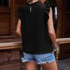 Hundred Fold Shoulder Ruffle Sleeves Solid Color Top Short Sleeved T-shirt Women's Clothing