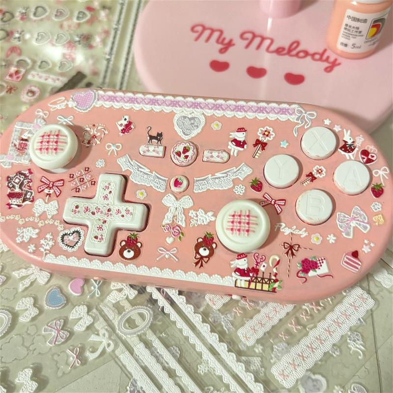 1/3pcs 5D Relief Sweet Pink Bowknot Lace Stickers DIY Phone Camera Kpop Toploader Deco Stickers Kawaii Girls Gifts
