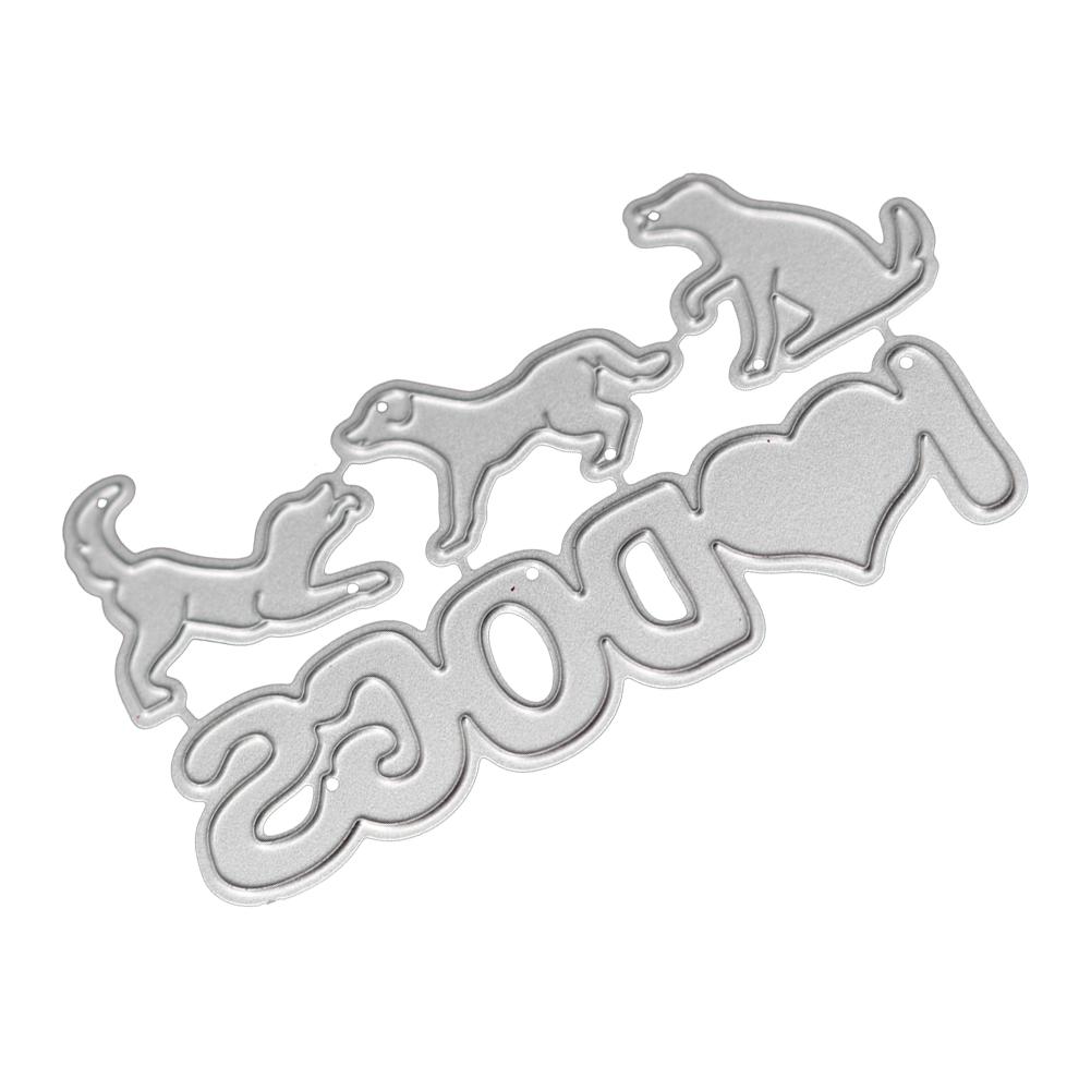 Рамка «Я люблю собак» из металла, серебристый трафарет, тиснение, резка, штампы для скрапбукинга, изготовление открыток из бумаги