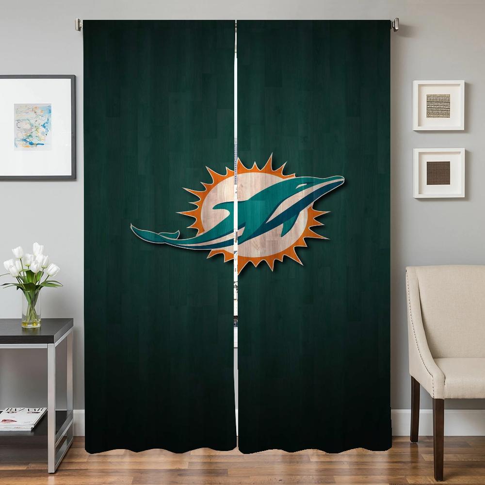 Window Kitchen Curtains For Living Room 2 Pieces Blackout Curtains Door Curtain Miami D-Dolphins Partition Bedroom Decoration
