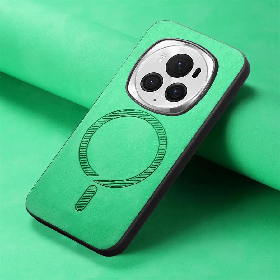 Для Huawei Honor Magic 6 Pro 5G Роскошный кожаный чехол для беспроводной зарядки Magsafe Магнитный чехол для Honor Magic6 Lite 6pro Противоударный бампер
