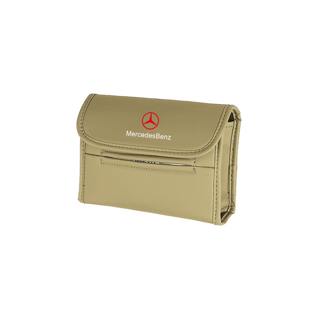 PU Leather Car Tissue Box Auto Badge Paper Towel Bag Hanging Storage For Mercedes Benz W204 W124 W201 W202 W212 W205 GLA CLA AMG