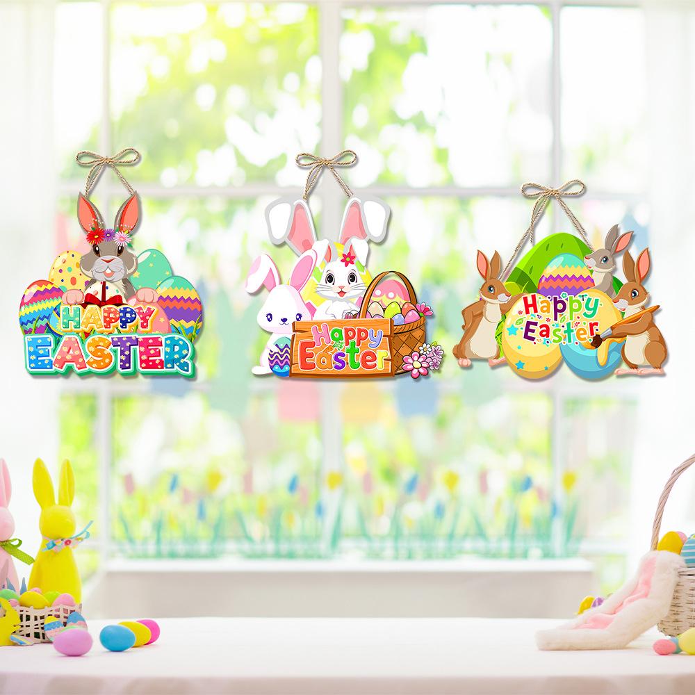 New Style, Easter, Cartoon Cute Bunny, Paper, Door Hanging, Party Scene Decoration, Decorative Pendant Supplies