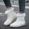 New Velvet Fashion Rain Shoes Women's Short Tube Thermal Rain Boots Water Shoes Low Top Water Boots Non-slip Car Wash Kitchen Shoes Glue Shoes