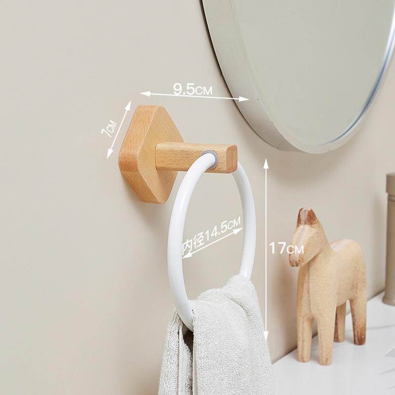 Wood Bathroom Towel Rings Wall Mounted Towels Holder Aluminum Toilet Clothes Holder Hand Towel Holder Bathroom Accessories
