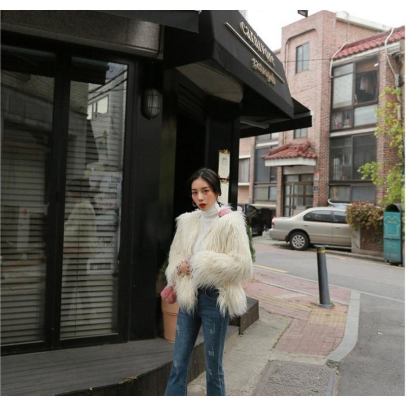 Большие пушистые меховые женские пальто Роскошные меховые куртки из искусственного овечьего меха Модные теплые пальто с длинными рукавами