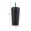 Pearl Metal HB-6780 500ml Large Vacuum Insulated Tumbler with Straw, Perfect for Drip Coffee, Wide Mouth, Black, and Straw Tumbler