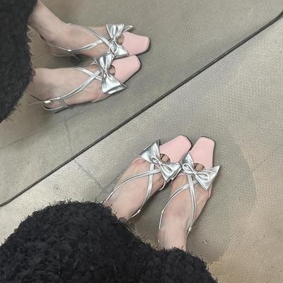 Туфли Мэри Джейн с французской квадратной головкой, женские, 2025, новые, на толстом каблуке, одинарные туфли с пряжкой из одного слова, сандалии с сумкой на высоком каблуке, женские