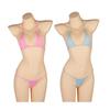 Micro Bikini 2 Piece Set Sexy Cosplay Very Small Ultra Thin Swimsuit Style Exposure Swimsuit String Panties Halter Neck Match Blue [LIKENNY] (Light +