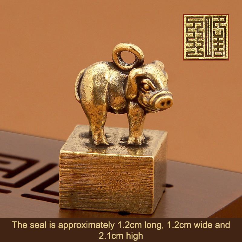 Vintage Brass Chinese Zodiac Seal Ornament Decorations Figurines Miniatures Home Decor Accessories Craft Souvenirs And Gifts