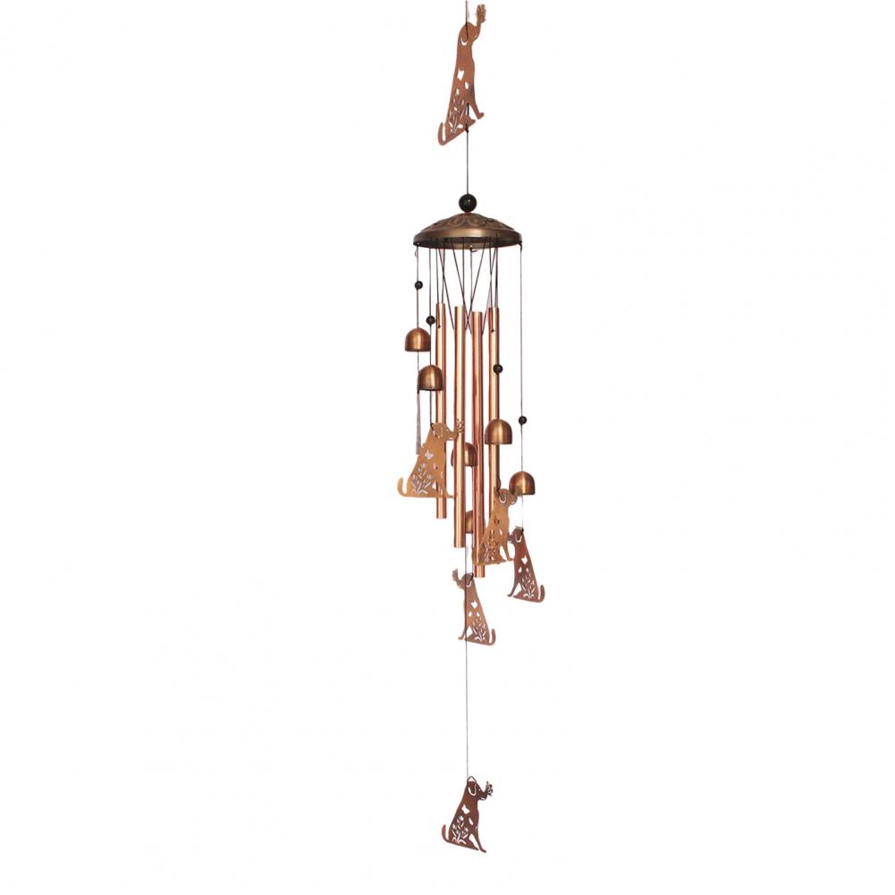 Indoor Wind Chime Vintage Wind Chime with 4 Metal Tubes S-shaped Hook for Garden Patio Outdoor Decor Rooster Dog Cat Bell