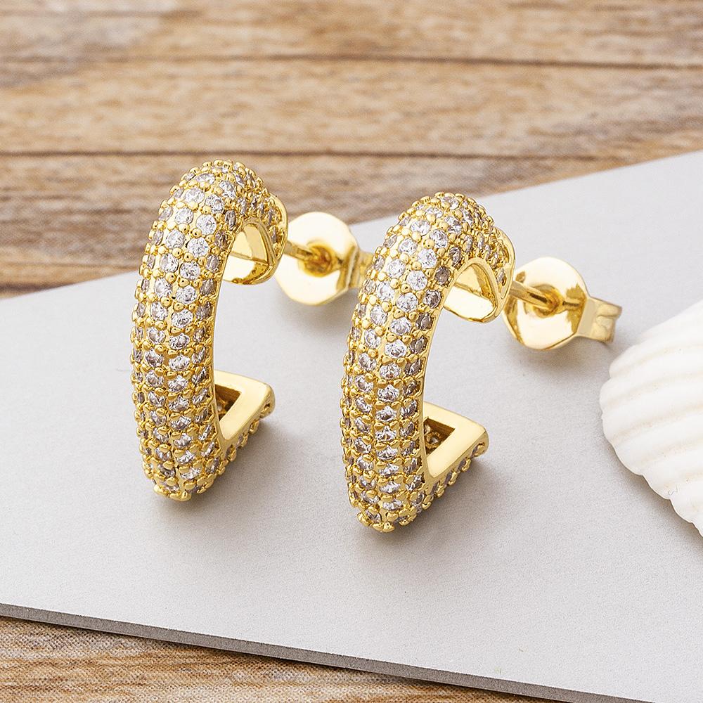 Nidin Charm Stud Earrings High Quality Woman Fashion Jewelry New Heart-shaped Copper Zircon Hot Sale Party Wedding Earrings Gift
