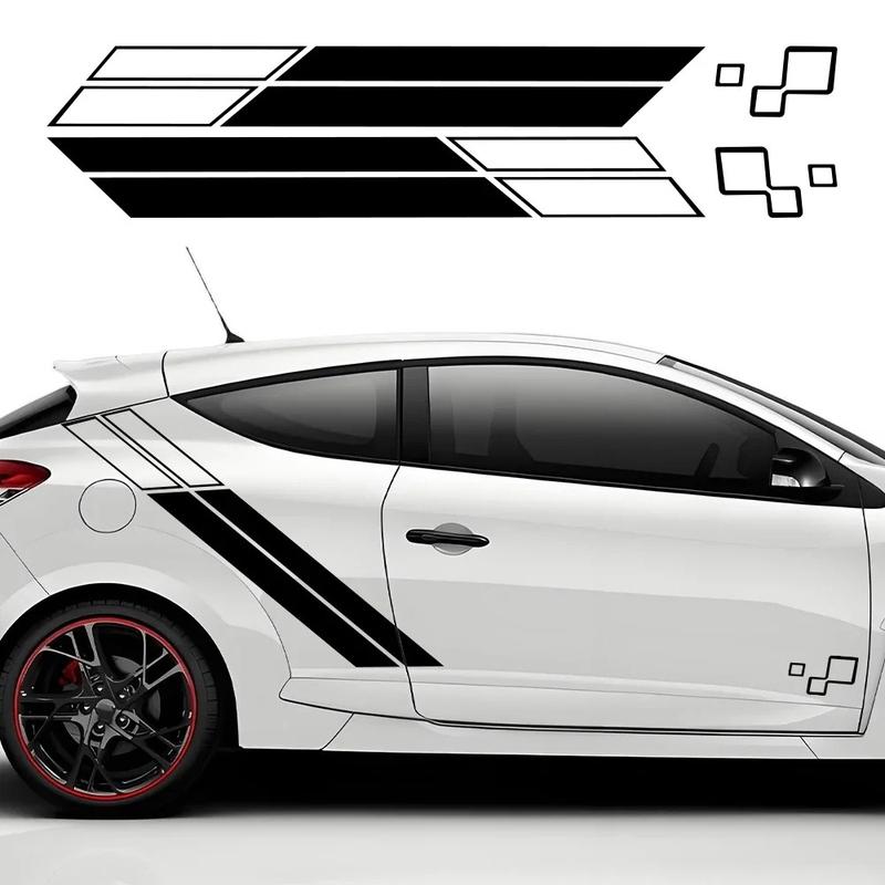 1 комплект Боковые наклейки на двери автомобиля Для Renault Megane Авто Спортивные полосы Виниловые наклейки ПВХ Самоклеящиеся Аксессуары для украшения кузова автомобиля