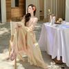 Французский темперамент морской отпуск сказочная юбка размытое платье лето супер сказочное сладкое на бретелях длинное платье ощущение струящести