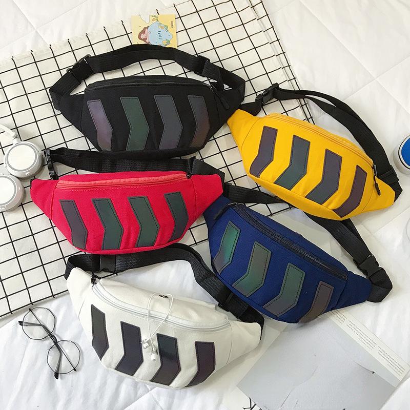 Холщовые поясные сумки унисекс со стрелкой и отражением, парусиновая повседневная сумка через плечо для пары с отверстием для наушников, дорожная поясная сумка для бега