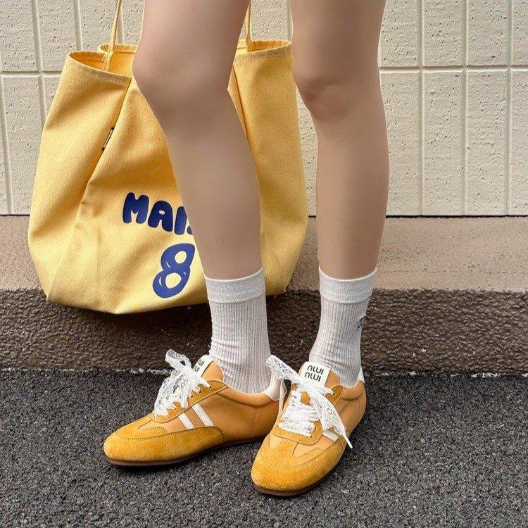 Ballet Style Moral Training Shoes Breathable 2025 Summer New Pearl Ribbon Forrest Gump Shoes Thin Versatile Thick-soled Shallow-mouth Board Shoes