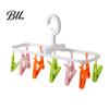 Portable Drying Hanger Clothes Rack with 12 Clips, Heavy Duty Plastic Rotatable Home And Travel Laundry Tool Foldable Hanger, Anti-Slip Organizer for