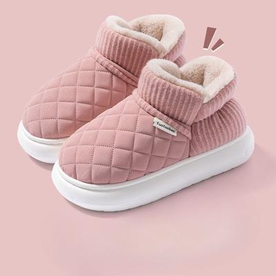 Новые женские хлопковые туфли на толстой подошве, противоскользящие, на флисовой подкладке, с каблуками, для дома