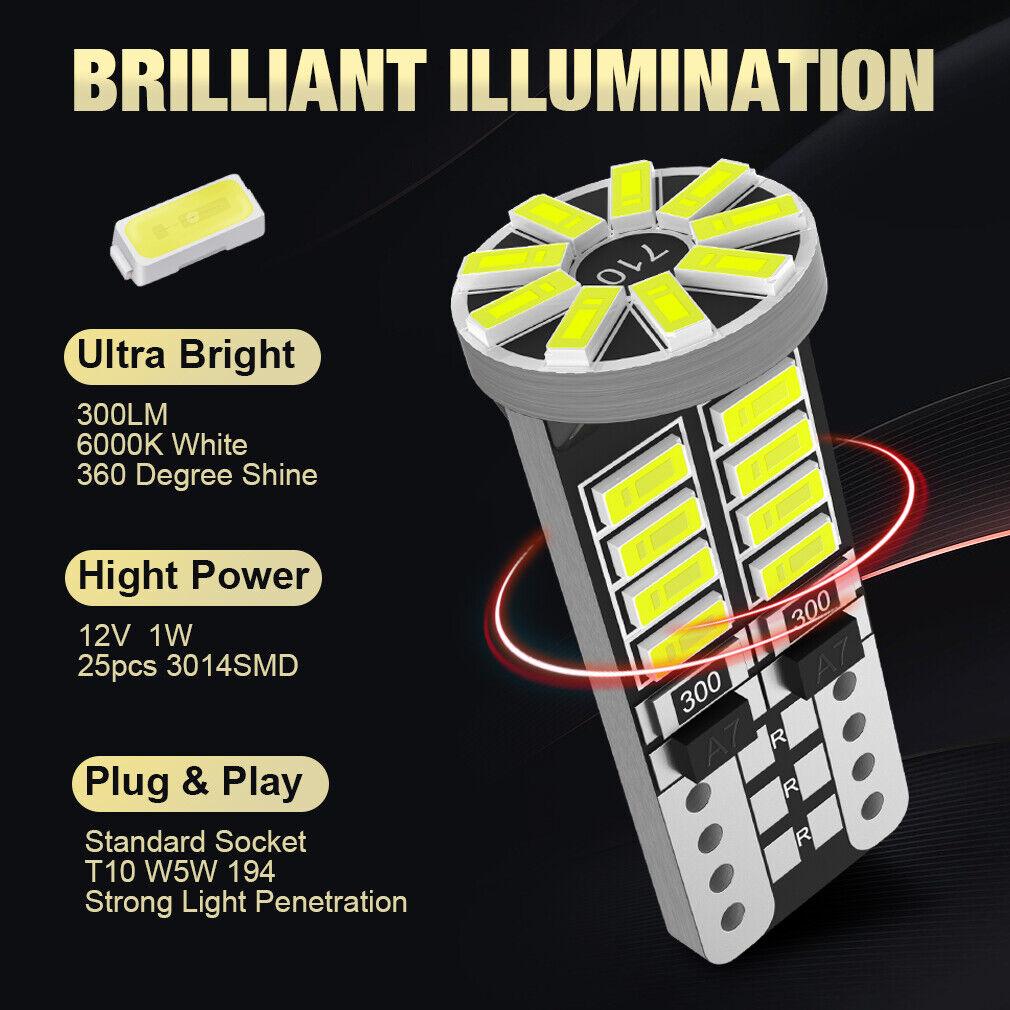 2 шт. W5W T10 светодиодные лампы Canbus 168 194 501 Led 5w5 салон автомобиля купол для чтения номерного знака 25SMD 3014 чип сигнальная лампа