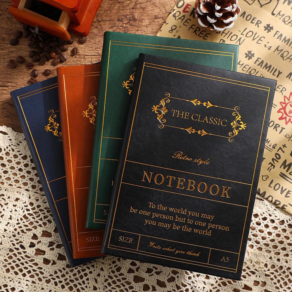 A5 Leather Student Subject Notebook, Diary, Lined Pages, Business Meeting Record Book, Notepad, Travel Log, 120 Sheets 240 Pages