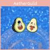 Adorable Cartoon Avocado Series Green Badge Cute Cat Astronaut Heart Shaped Metal Brooch