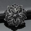 Brooch Pin Anti-rust Silver Plated Brooch Rhinestone Round Blossom Flower Breastpin for Dating Wedding Party