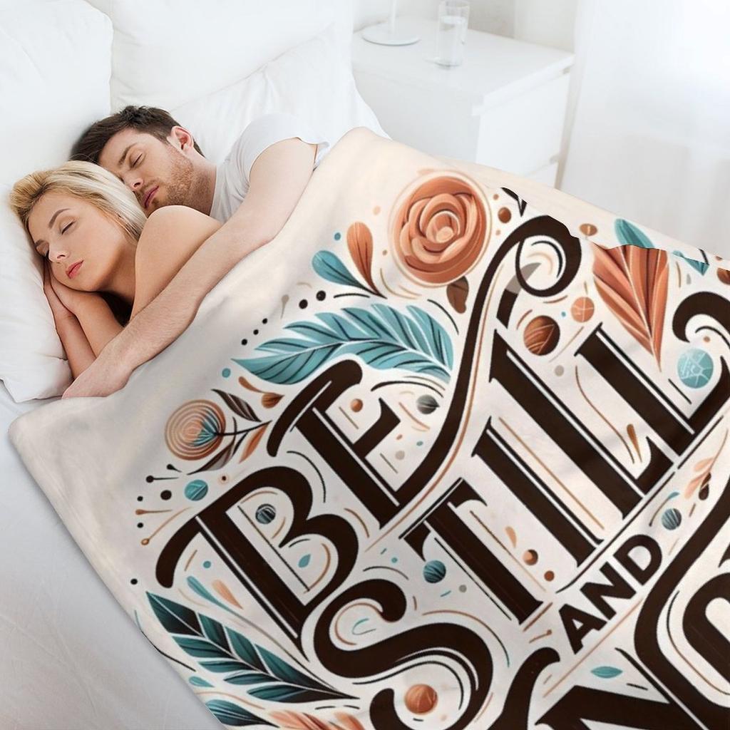 Успокойся и знай, типографика Плед с принтом смешной подарок Фланель для малышей Клетка на диване Пледы