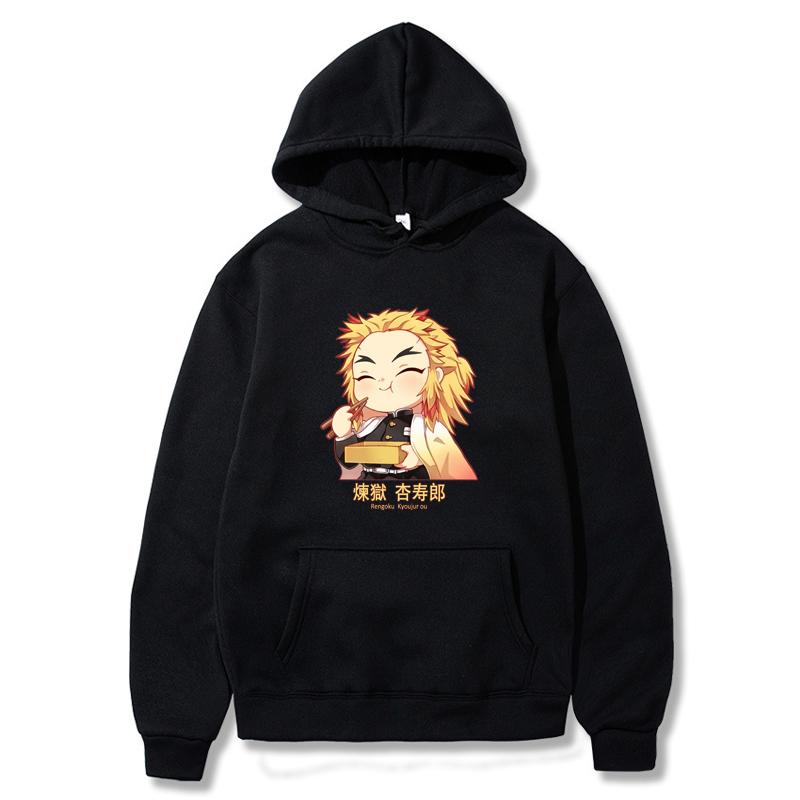 Женские длинные рукава аниме Demon Slayer Kimetsu No Yaiba милые Rengoku Kyoujurou принтованные толстовки унисекс осень зима флис Swe