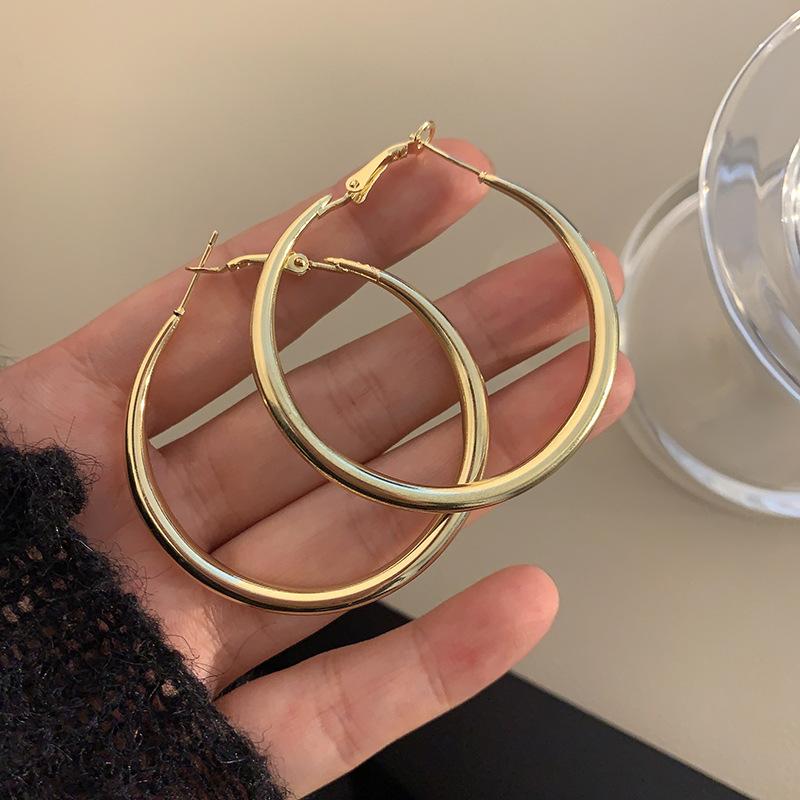 2026 New Trendy Silver Color Double Layer Circle Hoop Earrings For Women Exaggerated Metal Layer Round Earrings Jewelry Gift