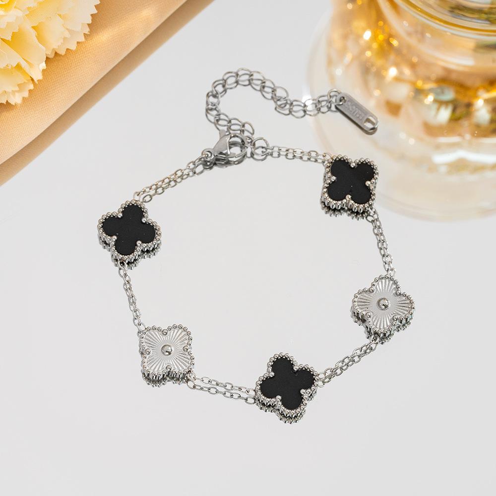 Браслет с четырьмя листами клевера, легкие роскошные ювелирные аксессуары высокого класса