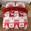 Christmas 3-piece Set Of Festive Reindeer Pattern Quilt Covers With Zippers, Including 2 Pillowcases