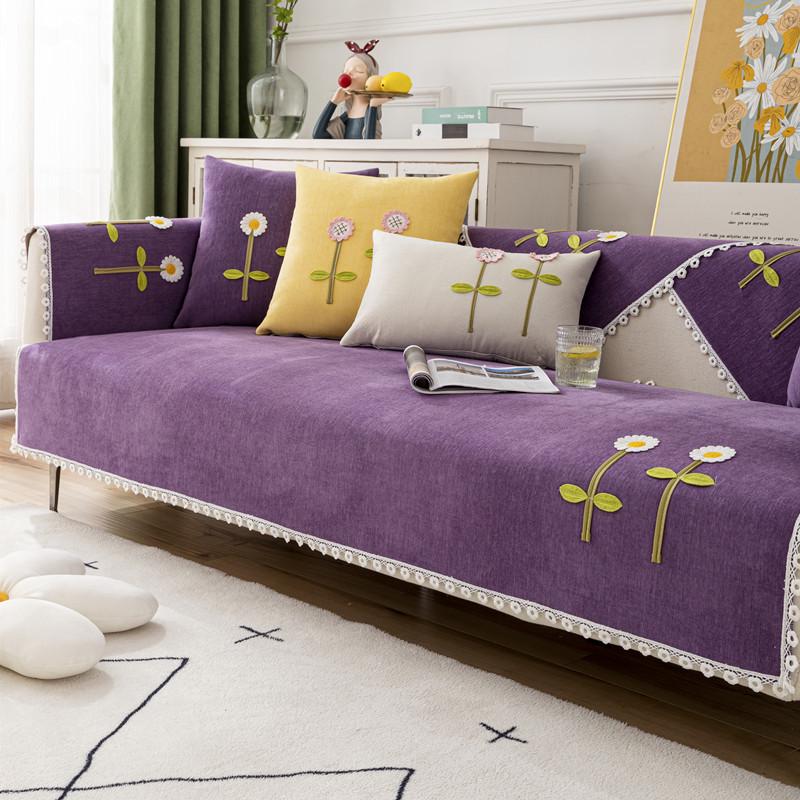 Four Seasons Universal Non-Slip Embroidered Flower Sofa Cushion