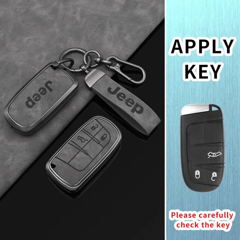 For Jeep Zinc Alloy Leather Car Key Case Cover Shell For Jeep Renegade Wrangler Patriot Grand Cherokee WK2 KL Compass Liberty