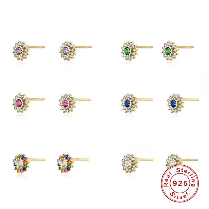 Серьги-гвоздики из стерлингового серебра S925 с геометрическим дизайном и простым цирконом, Модные легкие роскошные креативные серьги-гвоздики