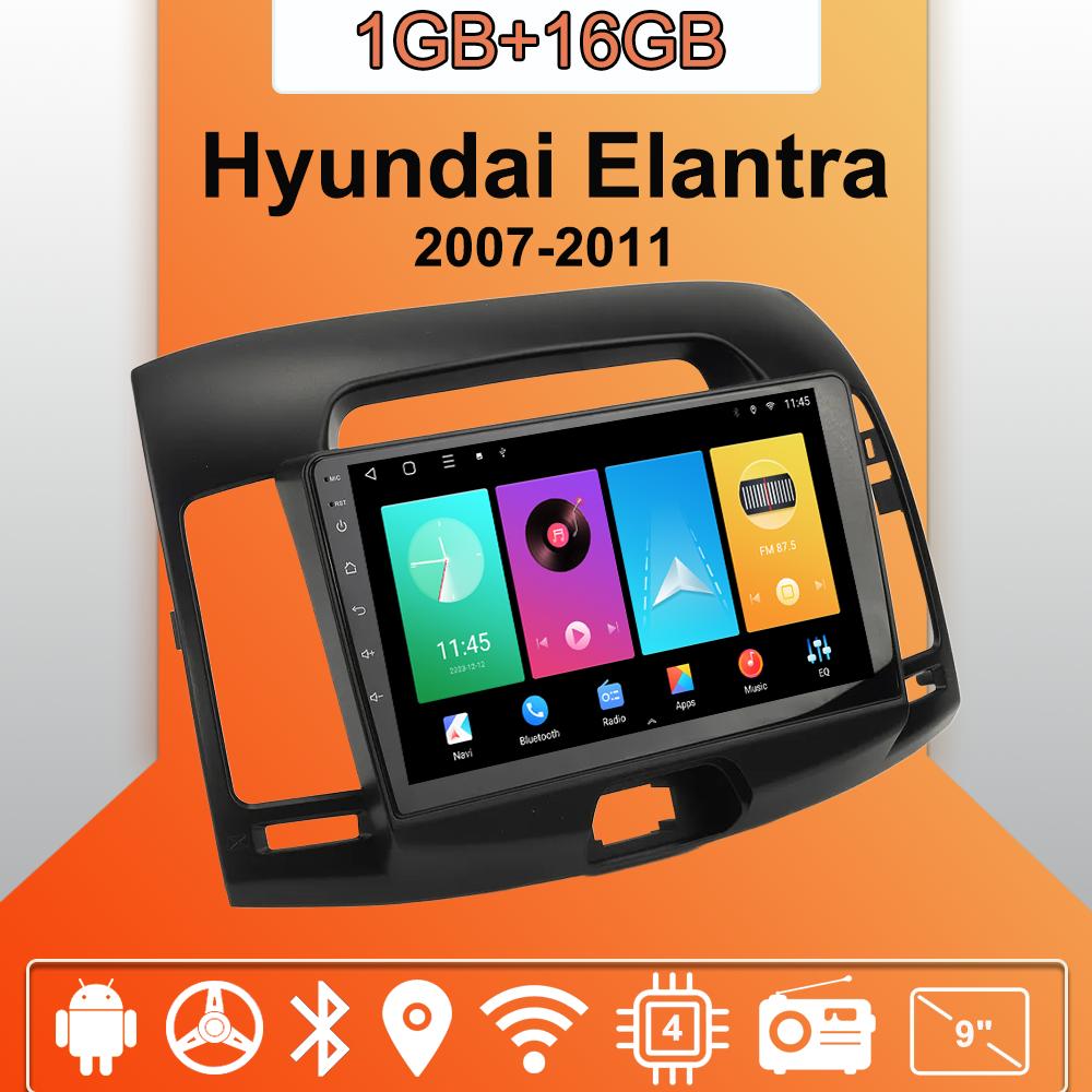 Автомобильное радио Android Auto Carplay для Hyundai Elantra 2007-2011, мультимедийный проигрыватель, головное устройство, стерео, GPS-навигация, BT WIFI 1+16 ГБ