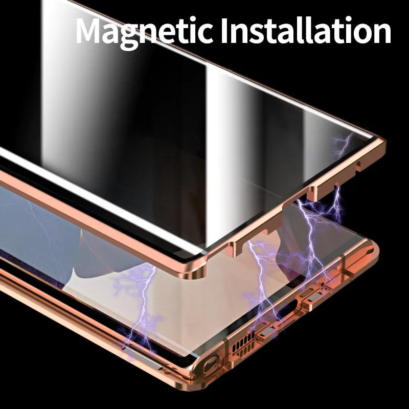 360 Полное покрытие Магнитный Металлический Флип-кейс Для Samsung Galaxy 20 Ultra Note20 Чехлы Закаленное Стекло 20 Приватность Fundas Euti