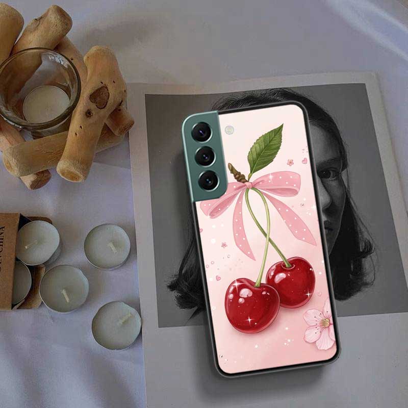 Чехол с вишневым бантом для Samsung Galaxy S22 S25 Ultra S21 S10 Plus S26 Edge S20 S23 S24 FE Чехол Силиконовый Мягкий ТПУ Прозрачный Sh