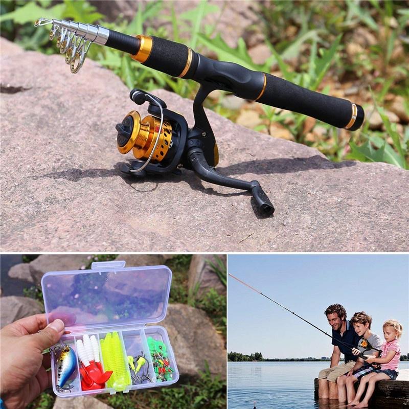 Детские рыболовные снасти, легкие и портативные телескопические удочки и катушки для детской рыбалки