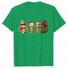 Merry Christmas Beers Men's T-shirt Drinking Lover Tees Shirt Funny Santa Beer Christmas Lights Graphic Oversized Tops for Men