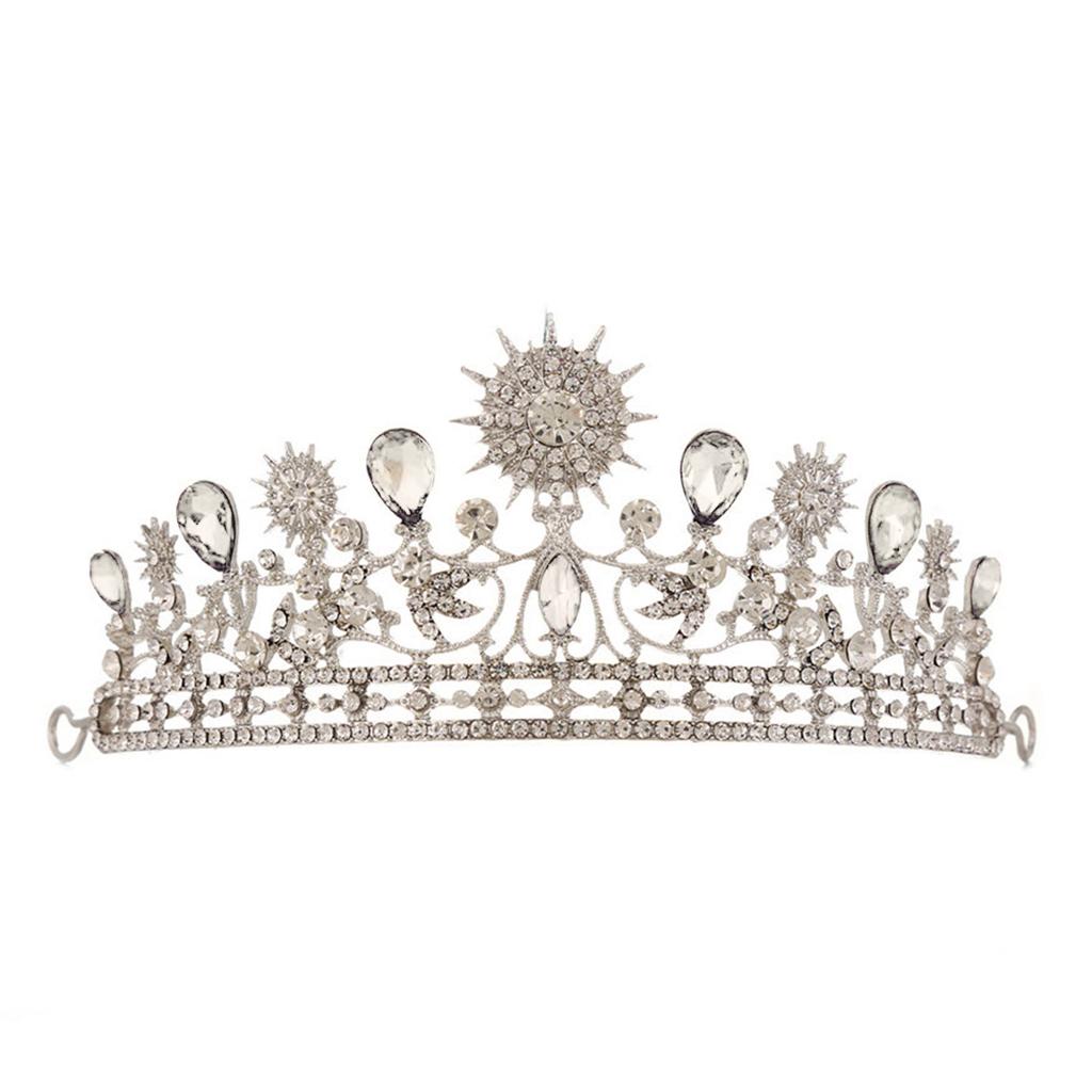Bridal Crown Sunflower Rhinestone Princess Crown for Women Bridal Wedding Prom Birthday Hair Accessories